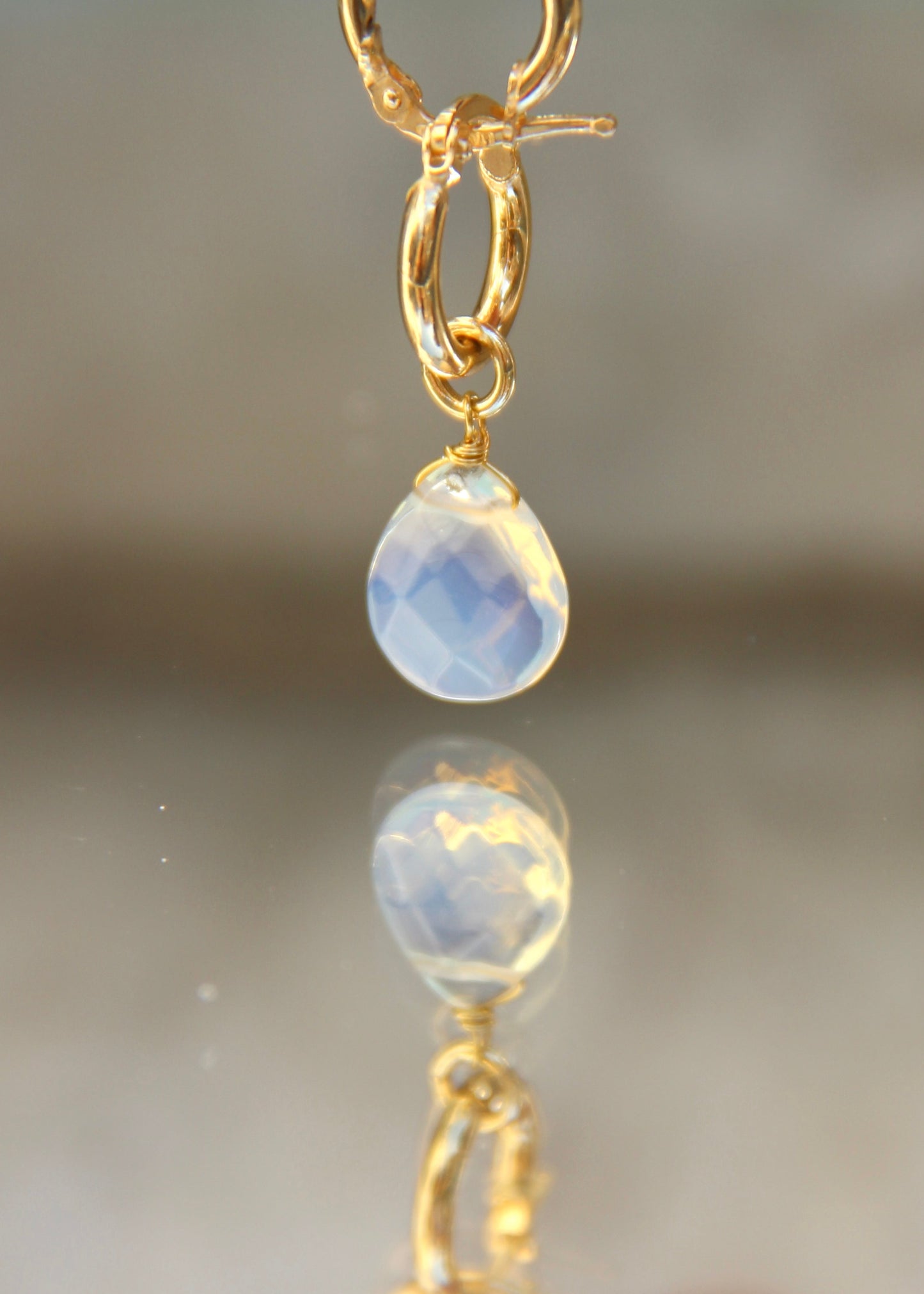 Large Dewdrop earrings in silver