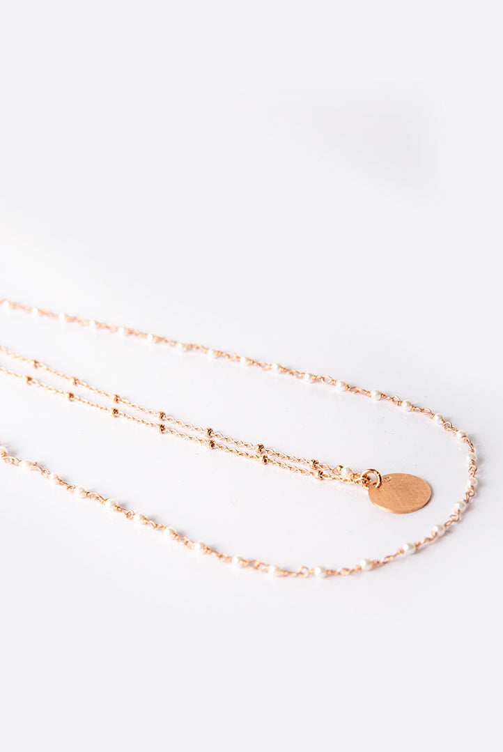 Collana 2 fili argento rosa - Perle