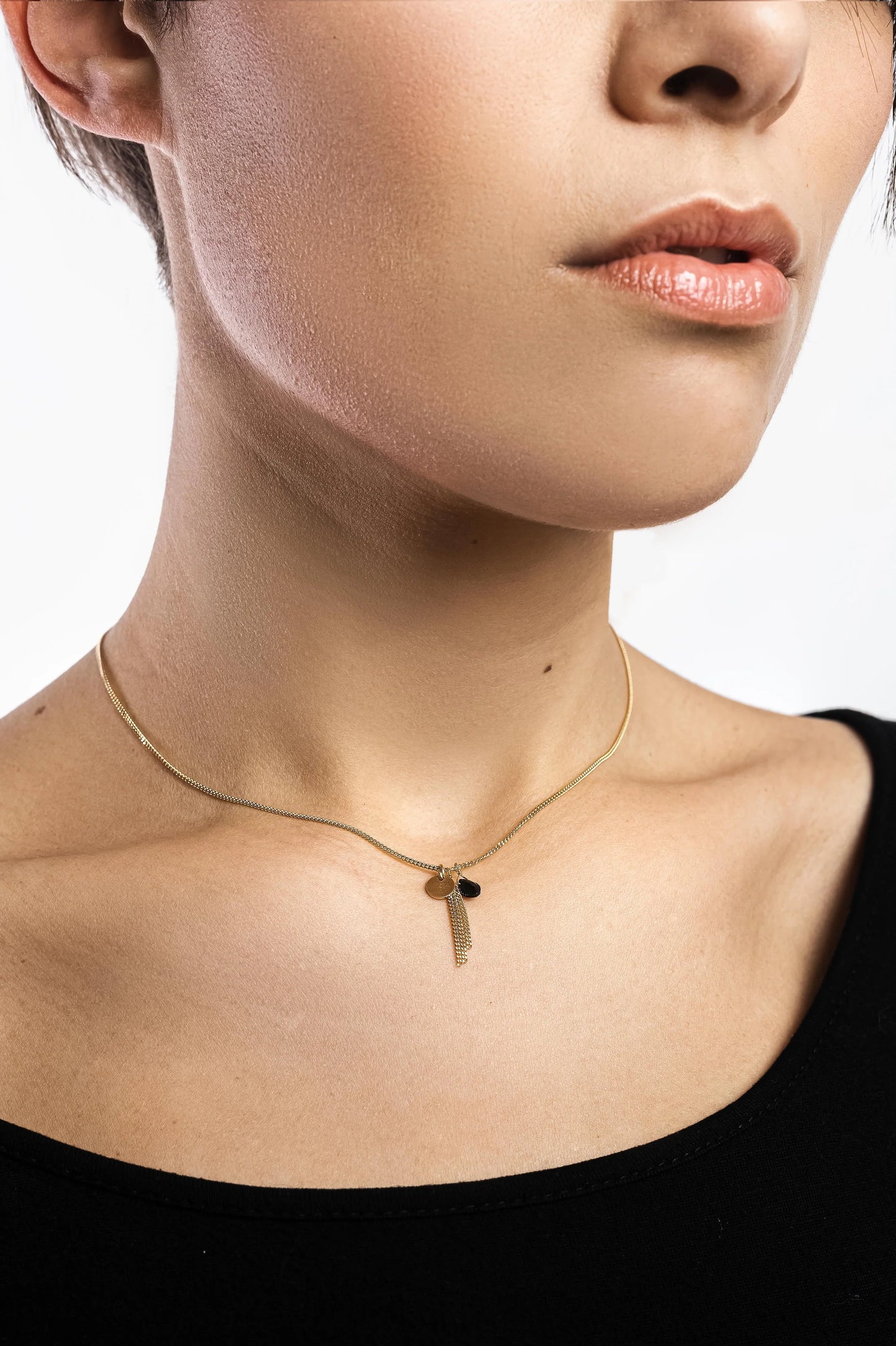 Collana argento placcato oro con ciondolo in pietra dura