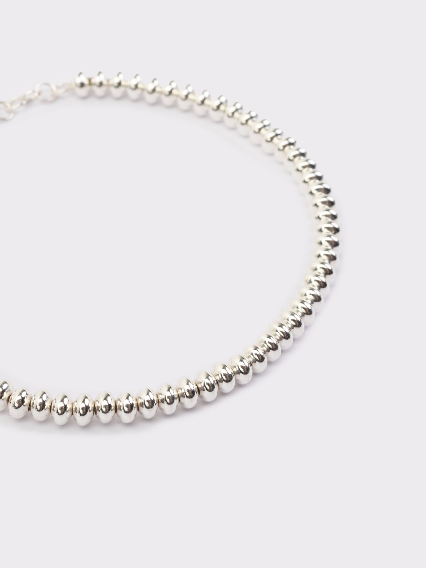 Oval bead silver bracelet