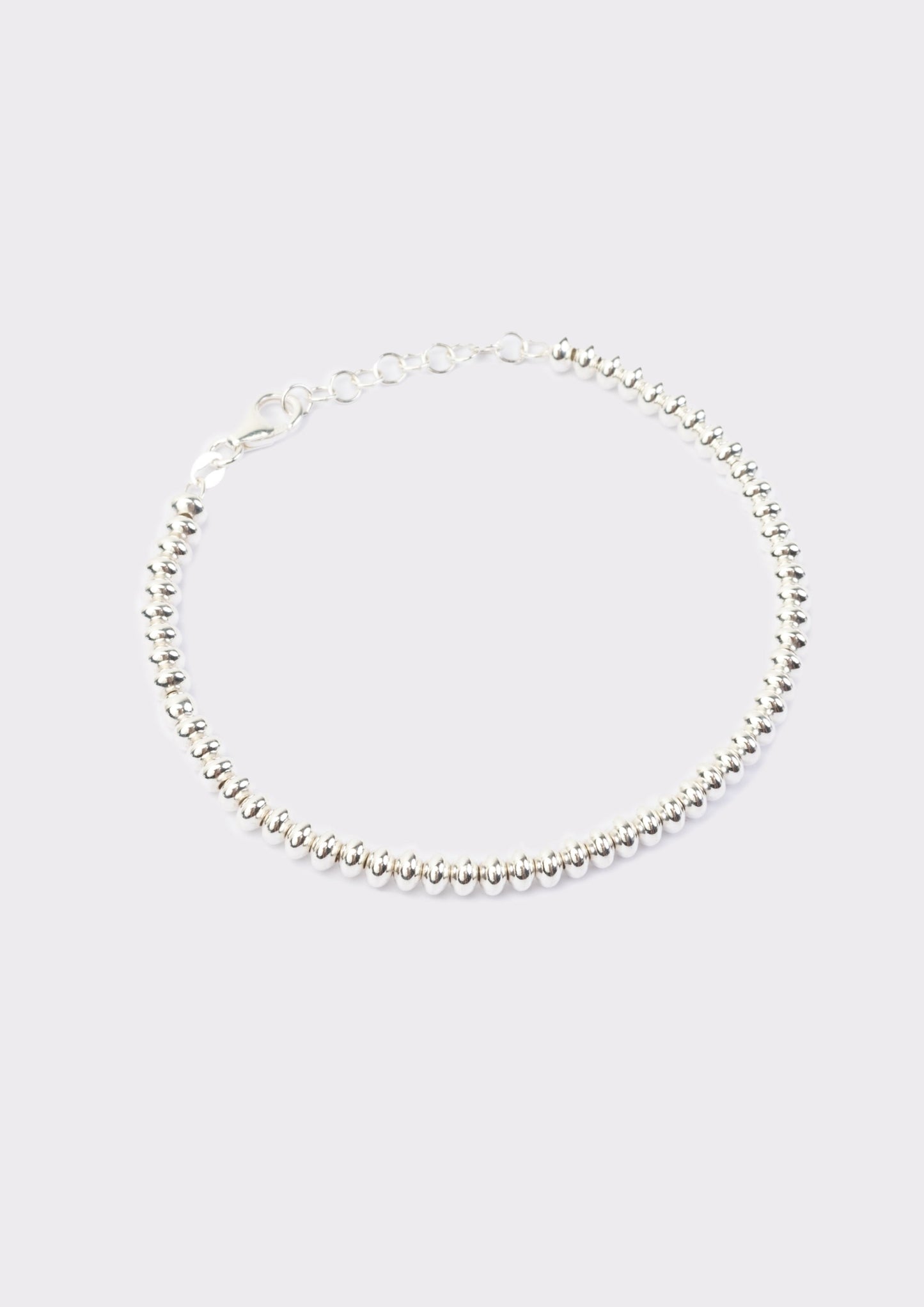 Oval bead silver bracelet