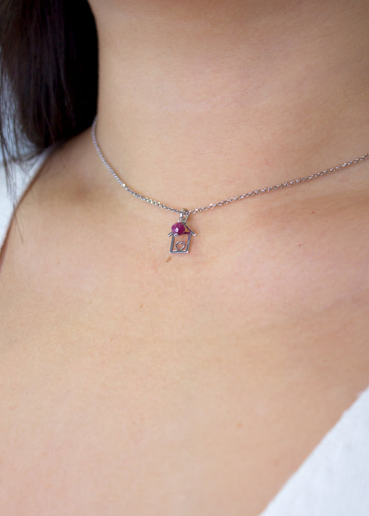 Collana Casetta in argento e pietra dura