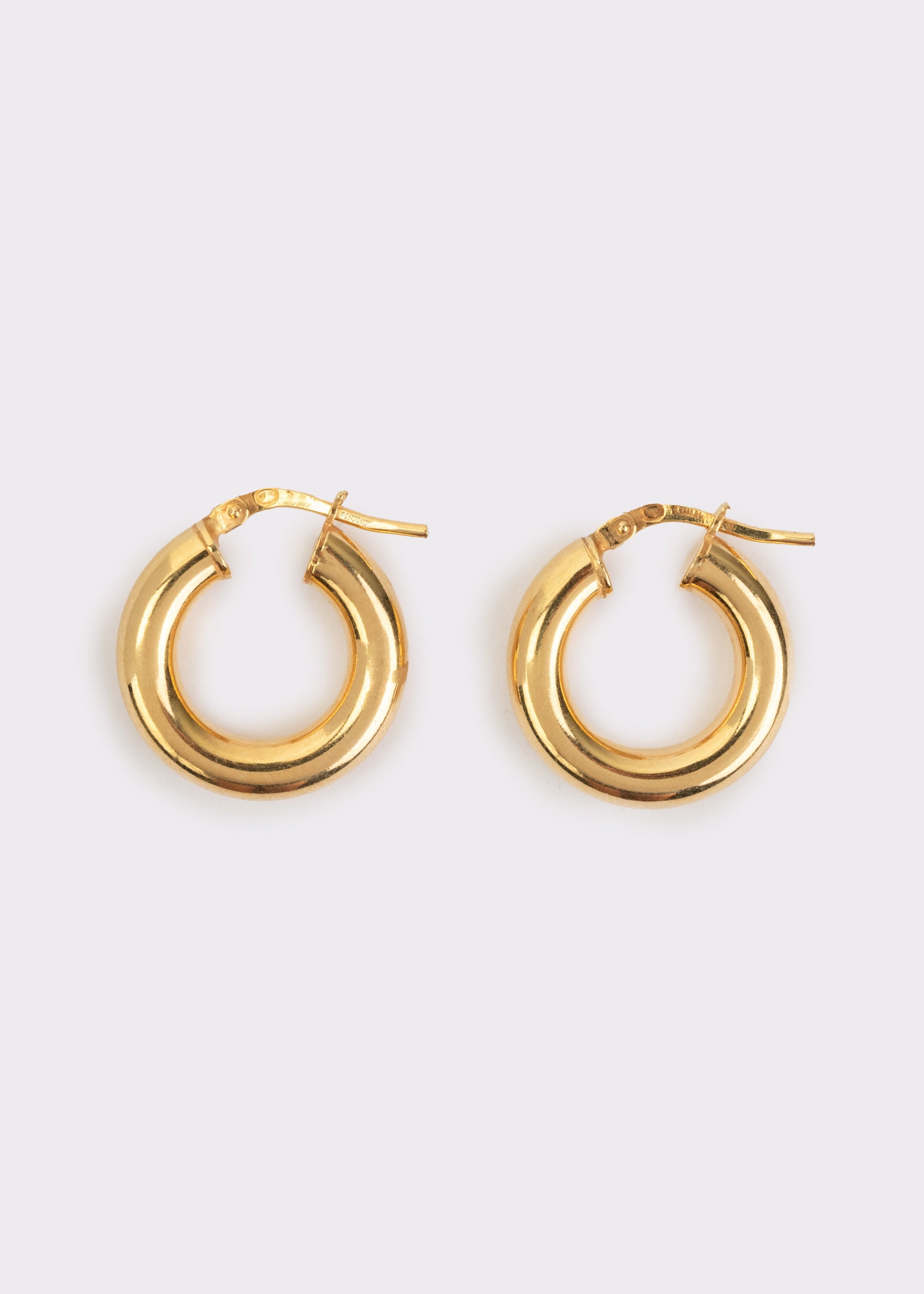 Orecchini a cerchio bombato piccolo in argento 925 nickel free, leggeri e luminosi, con chiusura a forcella, design moderno ed elegante da donna.