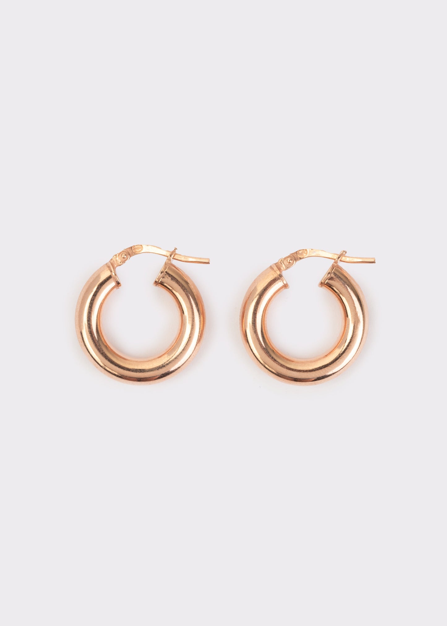 Orecchini a cerchio bombato piccolo in argento 925 nickel free, leggeri e luminosi, con chiusura a forcella, design moderno ed elegante da donna.