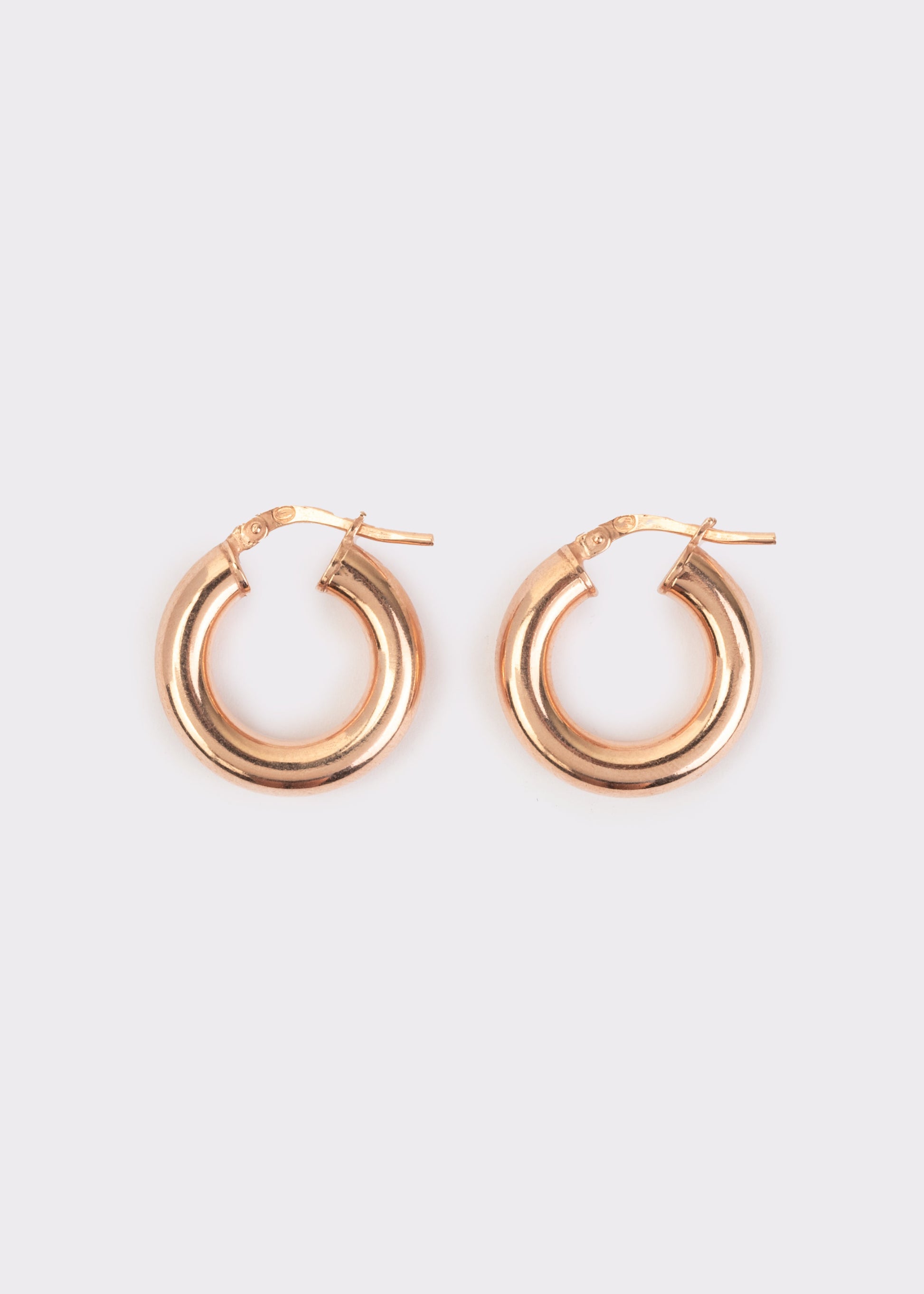 Orecchini a cerchio bombato piccolo in argento 925 nickel free, leggeri e luminosi, con chiusura a forcella, design moderno ed elegante da donna.