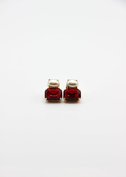 Orecchini artigianali con perla e zircone colorato, design made in Italy Laura Sciunnach.
