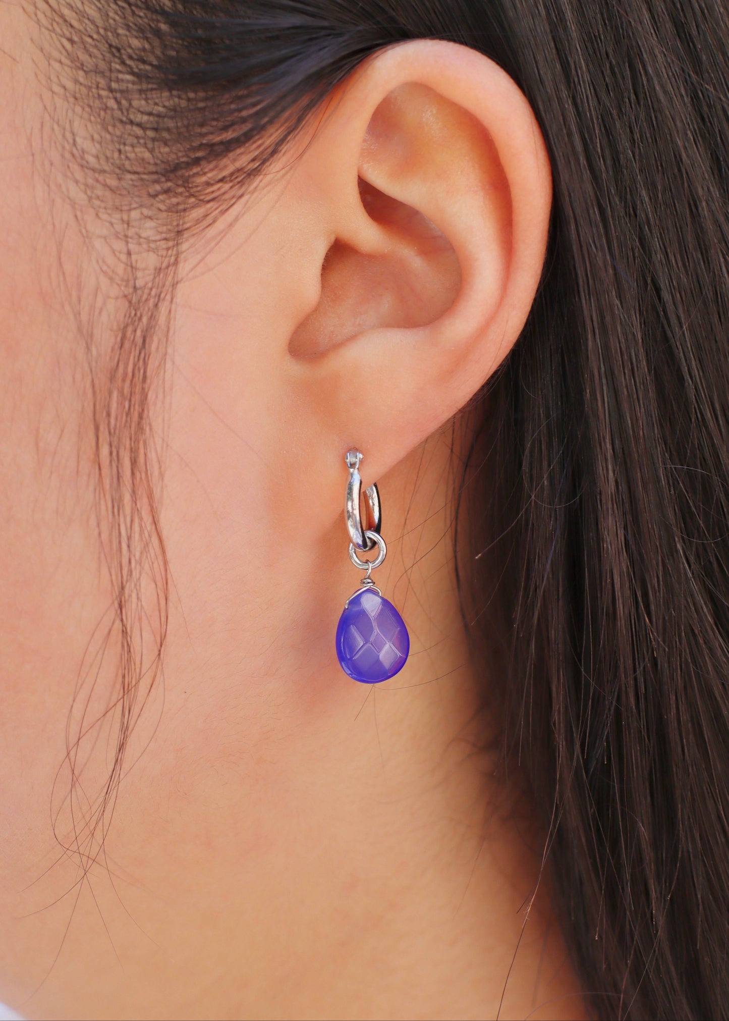 Large Dewdrop earrings in silver