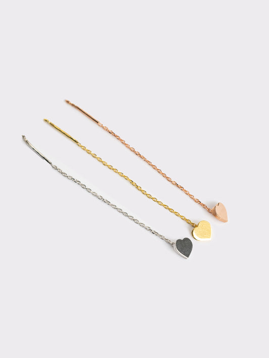 Mono orecchino saliscendi in argento - cuore