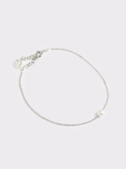 Bracciale Filo in argento con perla di lago passante