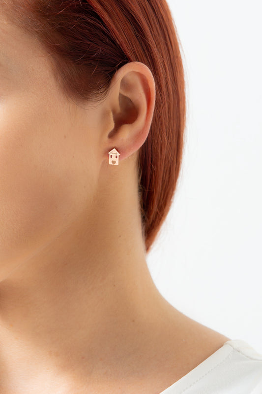 Orecchino lobo in argento casetta