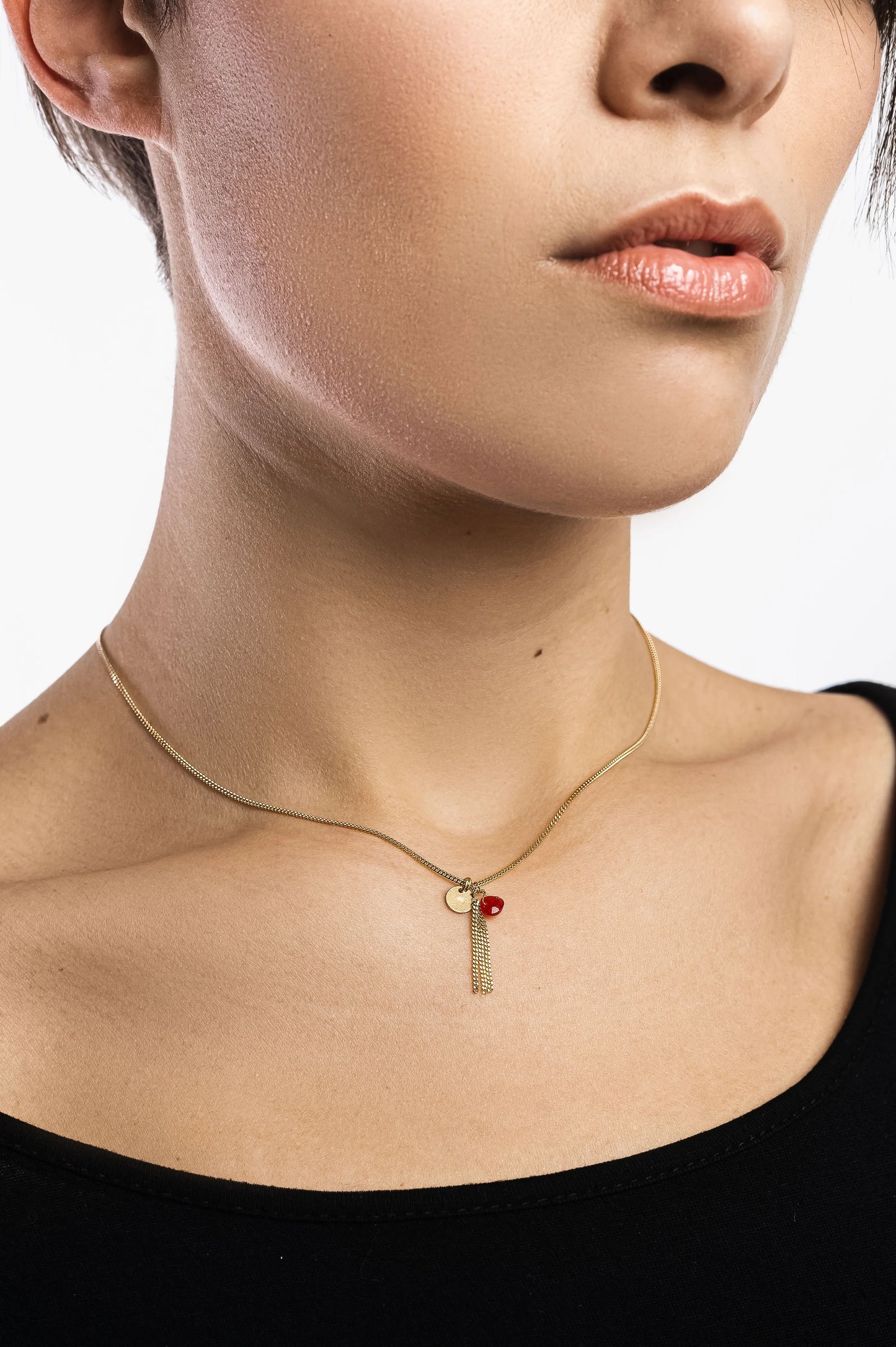 Collana argento placcato oro con ciondolo in pietra dura