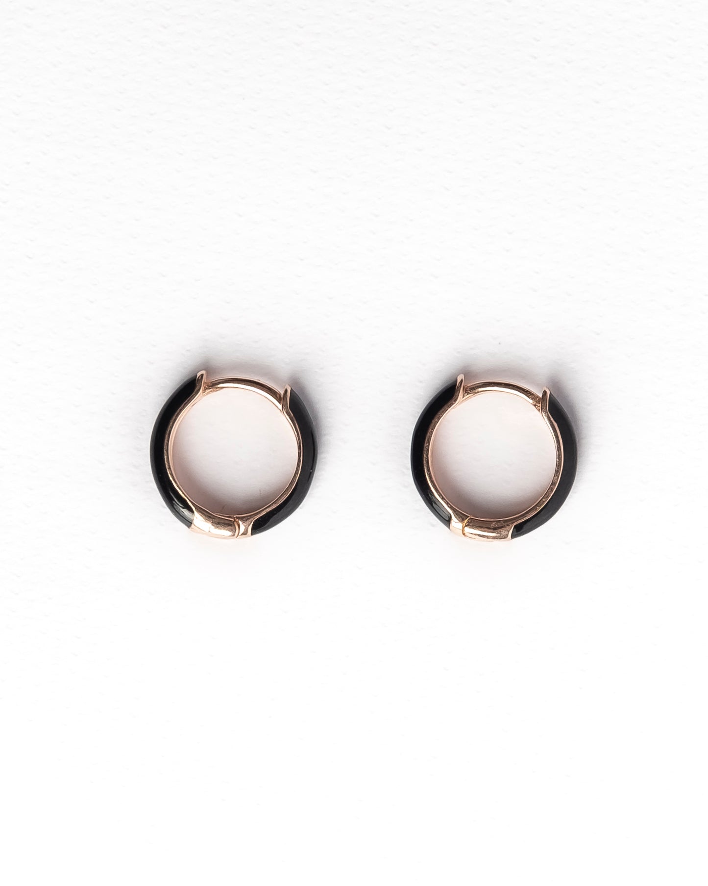 Rose gold plated silver hoop earrings with enamel