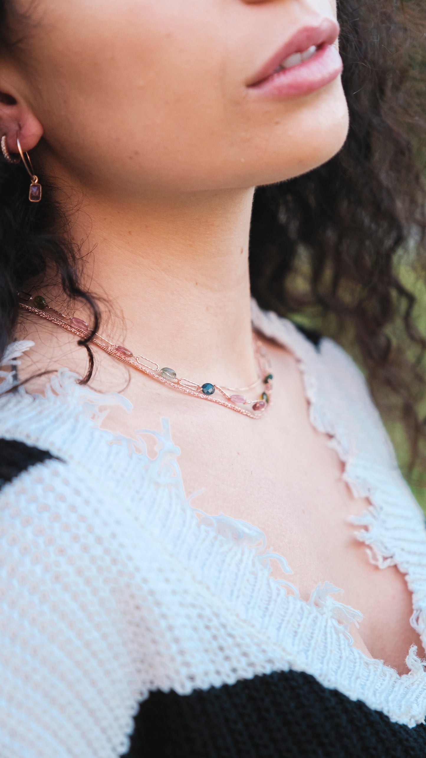 Collana argento rosè e tormalina