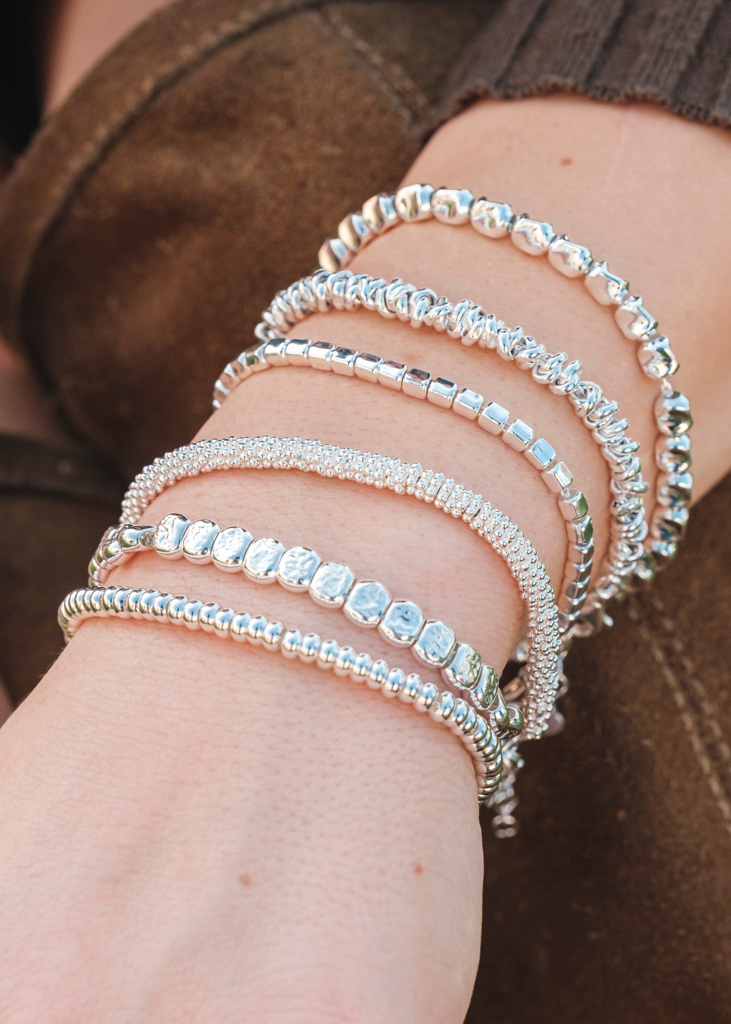 Bracciale argento palline battute