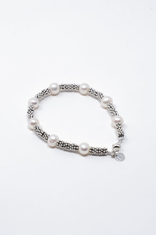 Bracciale rondelle argento e perle