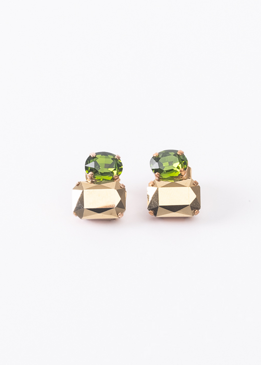 Orecchini Confetti - oro e verde oliva